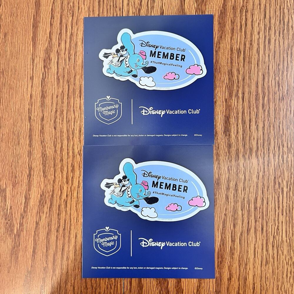 2pc Set Vacation Club DVC Member Magnet Mickey Mouse Dumbo Magic Kingdom